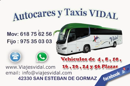 Autocares y Taxis en Soria ViajesVidal.Com
